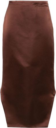 Givenchy high-low hem satin skirt - women - Silk/Acetate/Silk - 34 - Brown
