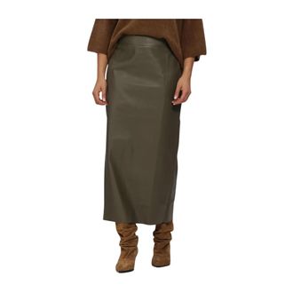 JapanTKY Kokone Maxi Rok - Dames - Rokken - Groen - Maat: L Leer