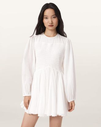 AllSaints Chia Smocked Mini Dress