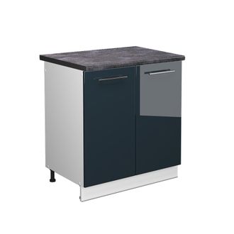 Vicco Armario Bajo Para Fregadero Fame-line, Azul Oscuro Alto Brillo, 80 Cm, Et Antracita Vicco