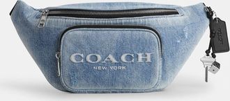 Coach Travis Belt Bag 35 In Loved Denim With Charms