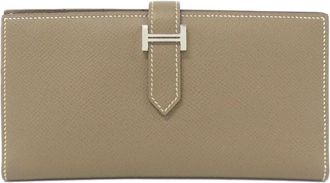 Herm&egrave;s Etoupe Gray Epsom Leather Long Wallet (Bi-Fold) (Pre-Owned)