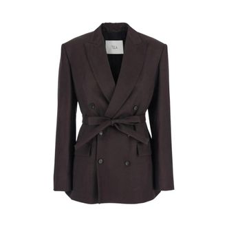 Tela Blazers, female, Brown, Size: 2XS Double Breasted Blazer