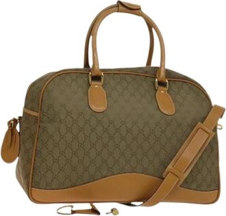 Gucci Pre-owned Leren Weekendtas - Dames - Vintage Weekendtas - Beige - ONE Size - Leer - Vintage