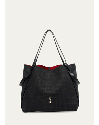 Christian Louboutin Bettina Large Croc-Embossed Suede Tote Bag