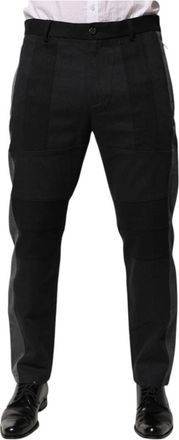 Dolce & Gabbana Zwart Grijs Formele Broek - Heren - Nette broeken - Zwart - L - Katoen - Broeken