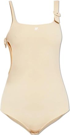 Courr&egrave;ges Buckle Swimsuit - Dames - Badpakken - Beige - M - Leer - Badmode