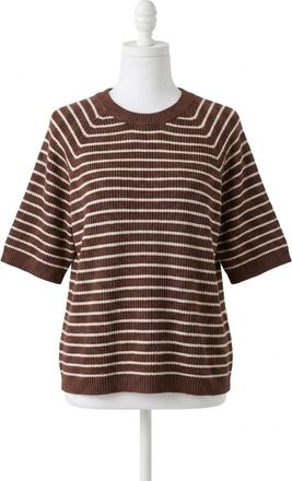 Faherty Womens Miramar Sweater Top In Cocoa Sand Stripe