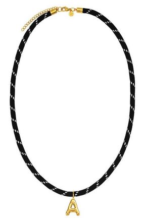 Petit Moments Bubble Initial Pendant Cord Necklace in Black-A at Nordstrom