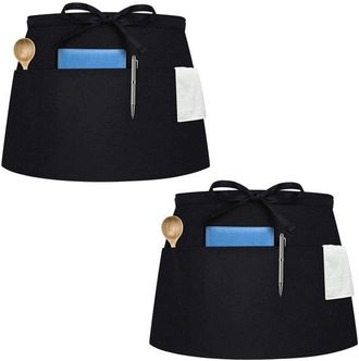 OEM Delantal - Delantal De Chef Hasta La Cintura - Unisex - Con Bolsillos - Juego De Dos - Negro