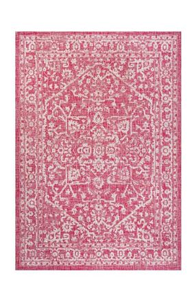 Jonathan Y Designs Malta Bohemian Medallion Textured Weave Indoor/Outdoor Area Rug in Fuchsia/light Gray at Nordstrom, Size 5Ft 0In X 5Ft 0In