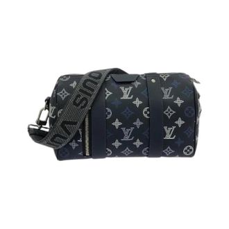 Louis Vuitton Pre-owned Monogram Shadow City Keepall Boston Bag - Heren - Vintage Weekendtas - Blauw - ONE Size - Leer - Vintage