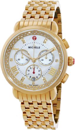 Michele Sport Sail Chronograph Quartz Diamond White Mother of Pearl Dial Ladies Watch MWW01C000143