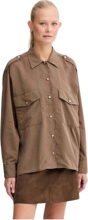Sessun Pinstripe Shirt - Dames - Overhemden - Bruin - S - Overhemden