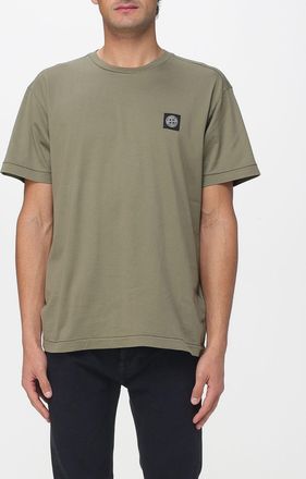 Stone Island T-shirt in jersey di cotone con logo patch Stone Island
