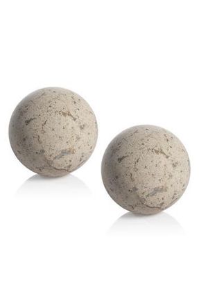 Zodax Travertine Set of 2 Marble Balls in Beige/White at Nordstrom Rack