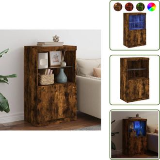 vidaXL The Living Store Credenza con Luci LED Rovere Fumo 60,5x37x100 cm - Credenza moderna