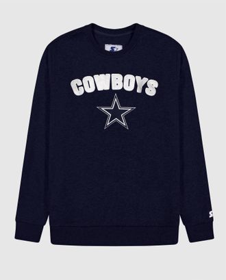 Starter Mens Dallas Cowboys Long Sleeve Crew Neck Shirt In Navy