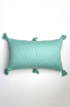 Archive New York Antigua Classic Solid Handwoven Cotton Throw Pillow in Faded Aqua at Nordstrom, Size 12X20