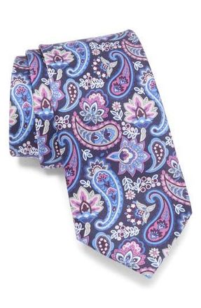 Robert Graham Paisley Floral Silk Tie in Navy/Purple at Nordstrom Rack
