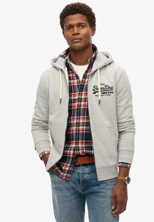 Superdry Kapuzensweatjacke SUPERDRY SD-VL EMBROIDERED ZIPHOOD, Herren, Gr. XXL, grau (mid grau marl), angeraute Sweatware, Obermaterial: 60% Baumwolle, 40% Pol
