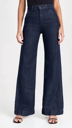 ASKK NY Denim Tailored Flared Trouser In Indigo Linen