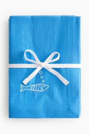 H&M 4er-Pack Bestickte Servietten aus Leinenmix - Blue
