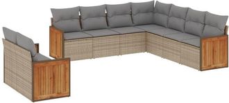 vidaXL Set De Sof&aacute;s De Jard&iacute;n 9 Pzas Con Cojines Rat&aacute;n Sint&eacute;tico Beige Vidaxl