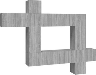 vidaXL Set De Muebles Para Tv 10 Pzas Madera Contrachapada Gris Sonoma Vidaxl