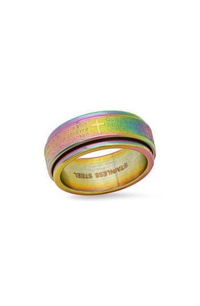 Steeltime Mens Lords Prayer Multicolor Stainless Steel Band Ring in Yellow Multi at Nordstrom Rack, Size 10