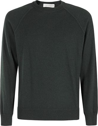 FILIPPO DE LAURENTIIS Maglia Girocollo Raglan - Heren - Ronde hals truien - Groen - 3XL - Wol - Truien & Vesten