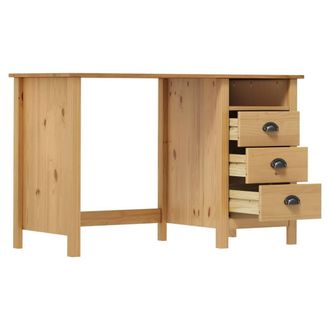 Berkfield Home Stylish Desk Hill with 3 Drawers 120x50x74 cm Solid Pine Wood in Brown | Size: 120 x 50 x 74 cm
