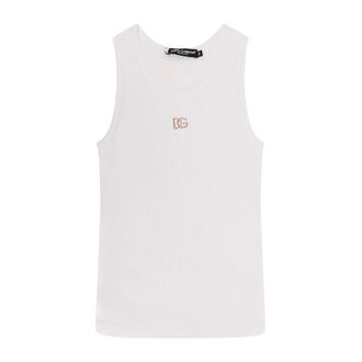 Dolce & Gabbana Sleeveless Tops, female, White, Size: 2XS Canotta