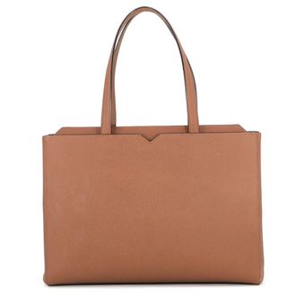 Valextra Brown Chocolate Leather Shopping Bag Tote Bag (Pre-Owned)