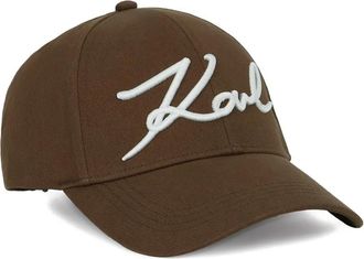 Karl Lagerfeld Signature baseball cap - women - Recycled Cotton/Cotton - One Size - Brown