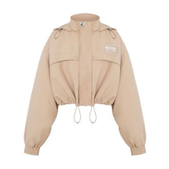 Moschino Light Jackets, female, Brown, Size: M Cropped Nylon Windbreaker