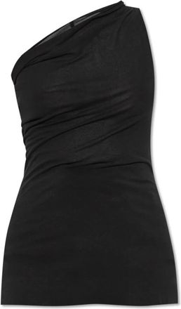Rick Owens Athena One-Shoulder Tank Top - Dames - Tops zonder mouwen - Zwart - M - Satijn - Tops