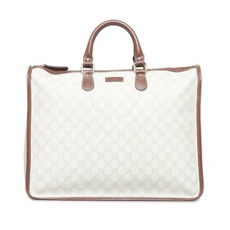 Gucci Pre-owned Womens Vintage GG Supreme Tote White Fabric - One Size