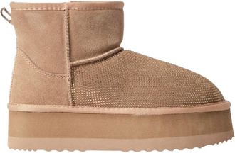 Ga&euml;lle Paris Bont Eskimo laarzen met strass - Dames - Winterlaarzen - Bruin - 39 EU - Polyester - Schoenen