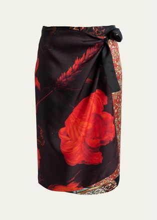 Dries Van Noten Scarfy Multi-Print Wrap Midi Skirt