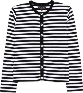 agnès b. striped cardigan - women - Cotton - 3 - Black