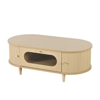 Urban Meuble Mesa de centro efecto madera roble con 1 caj&oacute;n y puertas correderas