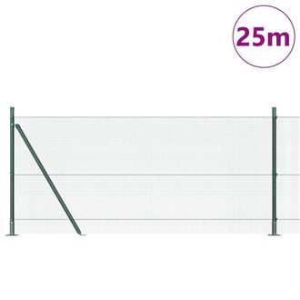 Berkfield Home Green Welded Wire Fence with 13 Flanged Posts Green 0.8x25 m Steel