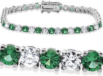 Pompeii3 8ct Emerald & Diamond Tennis Bracelet 14K White Gold 7