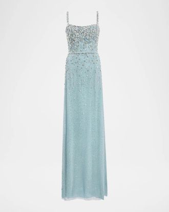 Jenny Packham Solstice Degrade Embellished Sleeveless Column Gown