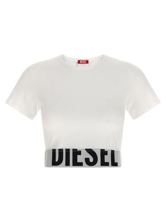 Diesel White Logo Cropped T-shirt