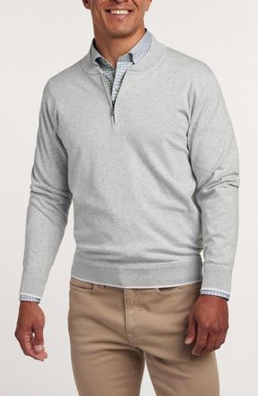 David Donahue Skipper Cotton & Silk Blend Quarter Zip Sweater in Heather Grey at Nordstrom, Size Xx-Large