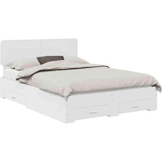 vidaXL Bed Frame with Headboard White 140 x 190 cm Engineered Wood vidaXL