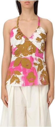 Liu Jo Tops, Dames, Veelkleurig, L, Katoen, Roze Blouse met Ruches