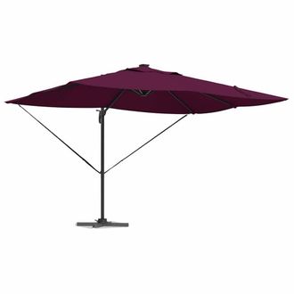 Berkfield Home Stylish Cantilever Roma Parasol with LEDs Bordeaux Red 352x251x26 in Maroon